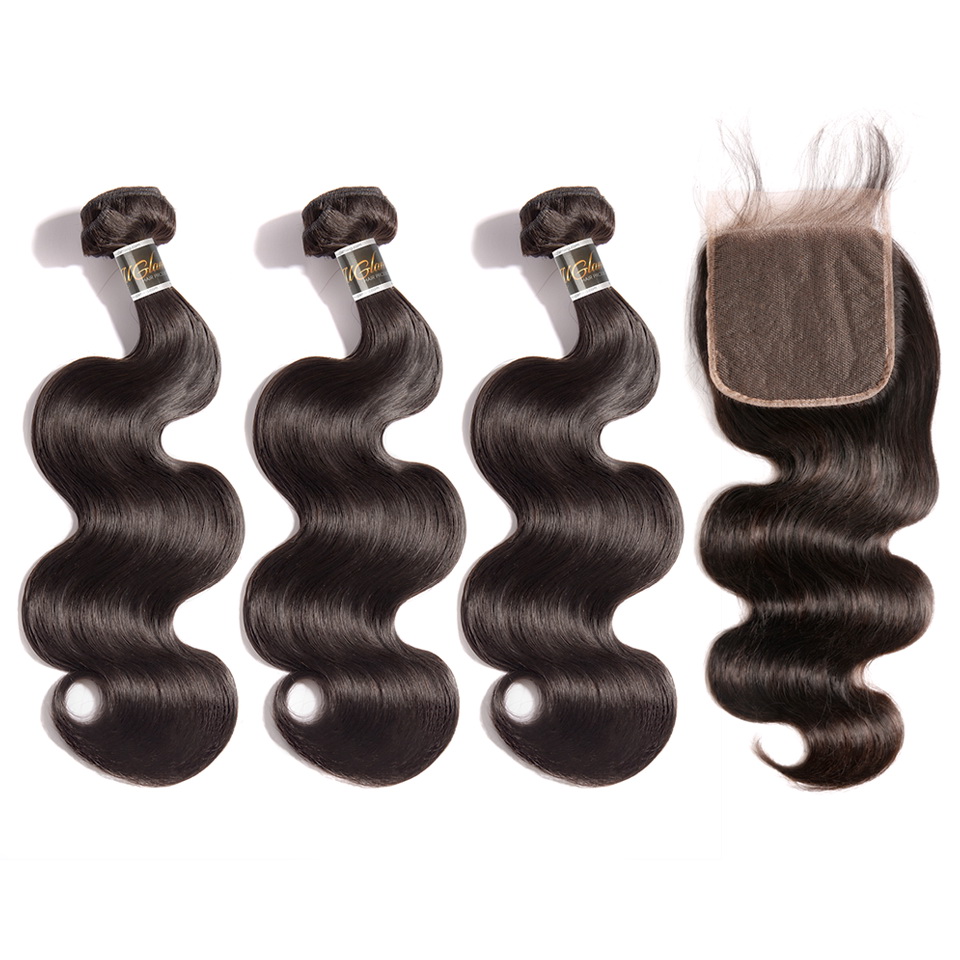 Uglam 5x5 Transparent&HD Lace Closure With Bundles Body Wave Hair